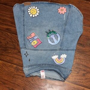 Justice Denim Dog Vest with Colorful Patches